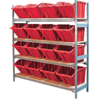 Wide Span Shelving with Jumbo Plastic Bins, Steel, Boltless, 800 lbs. Capacity, 66" W x 72" H x 18" D We Share Industrial Supply
