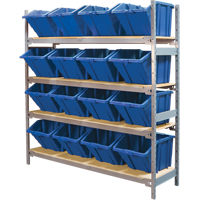 Wide Span Shelving with Jumbo Plastic Bins, Steel, Boltless, 800 lbs. Capacity, 66" W x 72" H x 18" D We Share Industrial Supply