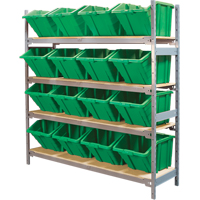Wide Span Shelving with Jumbo Plastic Bins, Steel, Boltless, 800 lbs. Capacity, 66" W x 72" H x 18" D We Share Industrial Supply