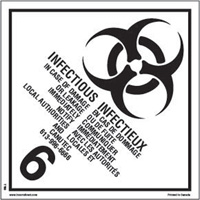 &eacute;tiquettes d'exp&eacute;dition TMD, Classe 6,2, Substances infectieuses, Papier We Share Industrial Supply