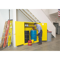 Sure-Grip&reg; EX Vertical Drum Storage Cabinets, 110 US gal. Cap., 2 Drums, Yellow We Share Industrial Supply