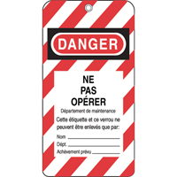 Lockout Tags, Plastic, 3" W x 5-3/4" H, French We Share Industrial Supply