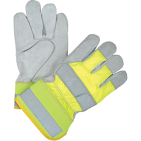 Premium Quality High Visibility Fitters Gloves, Large, Split Cowhide Palm, Cotton Inner Lining We Share Industrial Supply