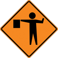 Panneau de construction enroulable - Tilt-Adjust signaleur, 36" x 36", Vinyle, Pictogramme We Share Industrial Supply