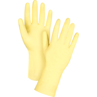 Premium Canary Yellow Chemical-Resistant Gloves, Size Large/9, 12" L, Rubber Latex, Flock-Lined Inner Lining, 18-mil We Share Industrial Supply