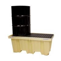 Palettes Poly-Spillpallet emboîtables sans drain pour 2 barils, Capacit&eacute; de d&eacute;versement 66 gal. US, 51" x 26" x 21" We Share Industrial Supply
