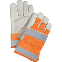 Premium Quality High Visibility Fitters Gloves, Large, Grain Cowhide Palm, Cotton Inner Lining We Share Industrial Supply