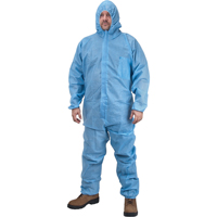 Premium Hooded Coveralls, Medium, Blue, Polypropylene We Share Industrial Supply
