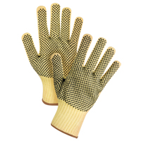 Gants tricot&eacute;s deux c&ocirc;t&eacute;s, sans couture, &agrave; pois, Taille Grand/9, Calibre 7, Rev&ecirc;tement PVC, Enveloppe en Kevlar, ASTM ANSI niveau A2/EN 388 niveau 3 We Share Industrial Supply