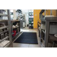 Anti-Fatigue Matting, Slotted, 3' x 5' x 7/8", Black, Natural Rubber We Share Industrial Supply