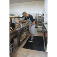 Anti-Fatigue Matting, Slotted, 3' x 5' x 7/8", Black, Natural Rubber We Share Industrial Supply