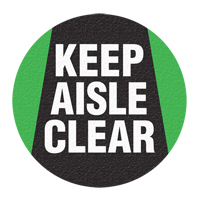 Panneau de signalisation au sol  Keep Aisle Clear , Adh&eacute;sif, Anglais avec pictogramme We Share Industrial Supply