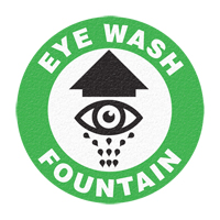 Panneau de signalisation au sol  Eye Wash Fountain , Adh&eacute;sif, Anglais avec pictogramme We Share Industrial Supply
