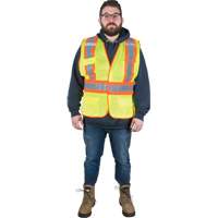 Flame-Resistant Surveyor Vest, High Visibility Lime-Yellow, Medium, Polyester We Share Industrial Supply