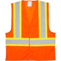 Traffic Safety Vest, High Visibility Orange, Medium, Polyester We Share Industrial Supply