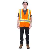 Traffic Safety Vest, High Visibility Orange, Medium, Polyester We Share Industrial Supply