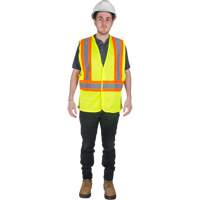 Traffic Safety Vest, High Visibility Lime-Yellow, Medium, Polyester We Share Industrial Supply