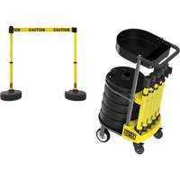 PLUS Barrier Post Cart Kit with Tray, 75' L, Metal, Yellow We Share Industrial Supply