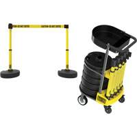 PLUS Barrier Post Cart Kit with Tray, 75' L, Metal, Yellow We Share Industrial Supply