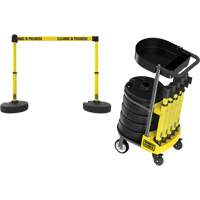 PLUS Barrier Post Cart Kit with Tray, 75' L, Metal, Yellow We Share Industrial Supply