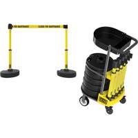 PLUS Barrier Post Cart Kit with Tray, 75' L, Metal, Yellow We Share Industrial Supply