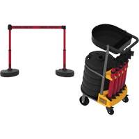 PLUS Barrier Post Cart Kit with Tray, 75' L, Metal, Red We Share Industrial Supply