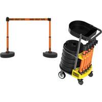 PLUS Barrier Post Cart Kit with Tray, 75' L, Metal, Orange We Share Industrial Supply
