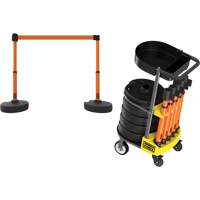 PLUS Barrier Post Cart Kit with Tray, 75' L, Metal, Orange We Share Industrial Supply