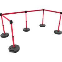 Ensemble de cinq montants pour barri&egrave;re PLUS, Plastique, 42" h, Ruban Rouge, Longueur du ruban 15' We Share Industrial Supply