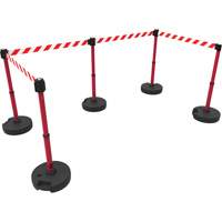 Ensemble de cinq montants pour barri&egrave;re PLUS, Plastique, 42" h, Ruban Rouge, Longueur du ruban 15' We Share Industrial Supply