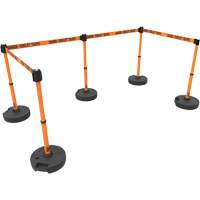 Ensemble de cinq montants pour barri&egrave;re PLUS, Plastique, 42" h, Ruban Orange, Longueur du ruban 15' We Share Industrial Supply