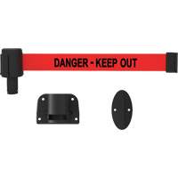 PLUS Wall Mount Barrier System, Plastic, Screw Mount, 15', Red Tape We Share Industrial Supply