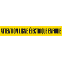 Ruban pour barricade "Attention Ligne &eacute;lectrique Enfouie", Français, 3" la x 1000' lo, Noir sur jaune We Share Industrial Supply