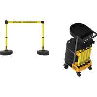Plus Portable Barrier System Cart Package with Tray, 75' L, Metal/Plastic, Yellow We Share Industrial Supply