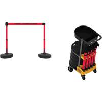 Plus Portable Barrier System Cart Package with Tray, 75' L, Metal/Plastic, Red We Share Industrial Supply