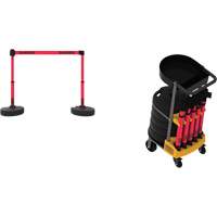 Plus Portable Barrier System Cart Package with Tray, 75' L, Metal/Plastic, Red We Share Industrial Supply