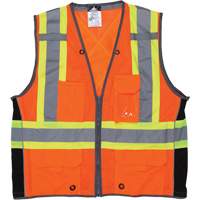 Veste de s&eacute;curit&eacute; pour arpenteur, Orange haute visibilit&eacute;, Grand, Polyester We Share Industrial Supply