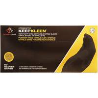 Gants jetables KeepKleen, Grand, Nitrile, 8 mils, Sans poudre, Noir We Share Industrial Supply