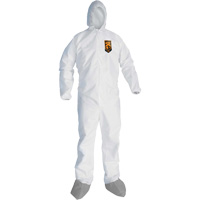 Combinaison de protection contre les liquides et les particules A45 KleenGuard avec sabot antid&eacute;rapant, Grand, Gris/Blanc, Micropore We Share Industrial Supply