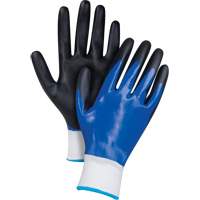 Gants enduits noir & bleu, Grand, R&ecirc;vetement Mousse de nitrile, Calibre 15, Enveloppe en Nylon We Share Industrial Supply