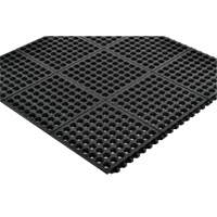 Tapis antifatigue &agrave; imbrication Cushion-Ease 550, &agrave; fentes, 3' x 3' x 3/4", Noir, Caoutchouc We Share Industrial Supply