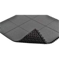 Tapis antifatigue &agrave; imbrication Cushion-Ease, Rugueux, 3' x 3' x 3/4", Noir, Caoutchouc naturel We Share Industrial Supply
