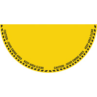 Signalisation au sol ?Caution? (attention) pour porte battante en demi-cercle, Adh&eacute;sif, Anglais avec pictogramme We Share Industrial Supply