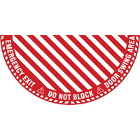 Signalisation au sol ?Emergency Exit? (sortie de secours) pour porte battante en demi-cercle, Adh&eacute;sif, Anglais avec pictogramme We Share Industrial Supply