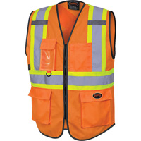 6958 Gilet de s&eacute;curit&eacute; &agrave; fermeture &eacute;clair avant, Orange haute visibilit&eacute;, Petit, Polyester We Share Industrial Supply