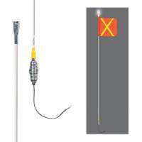 Tiges de s&eacute;curit&eacute; tout-temps de s&eacute;rie lourde avec lumi&egrave;re DEL constante Safety Whip, Fixation Ressort, Hauteur 5', Orange avec X r&eacute;fl&eacute;chissant We Share Industrial Supply