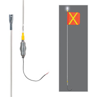 Tiges de s&eacute;curit&eacute; tout-temps de s&eacute;rie lourde avec lumi&egrave;re DEL constante Safety Whip, Fixation Ressort, Hauteur 10', Orange avec X r&eacute;fl&eacute;chissant We Share Industrial Supply