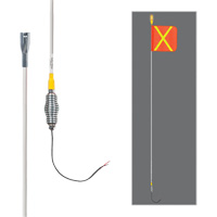 Tiges de s&eacute;curit&eacute; tout-temps de s&eacute;rie lourde avec lumi&egrave;re DEL constante Safety Whip, Fixation Ressort, Hauteur 12', Orange avec X r&eacute;fl&eacute;chissant We Share Industrial Supply