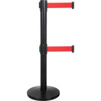 Barri&egrave;re pour le contr&ocirc;le des foules &agrave; courroie double, Acier, 35" h, Ruban Rouge, Longueur du ruban 7' We Share Industrial Supply