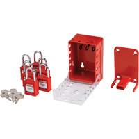 Boîte de cadenassage de groupe ultra compacte avec cadenas de s&eacute;curit&eacute; en nylon, Rouge We Share Industrial Supply